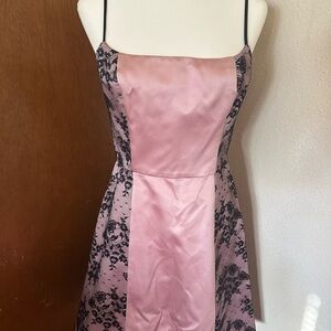 Elegant Pink and Black Floral Dress